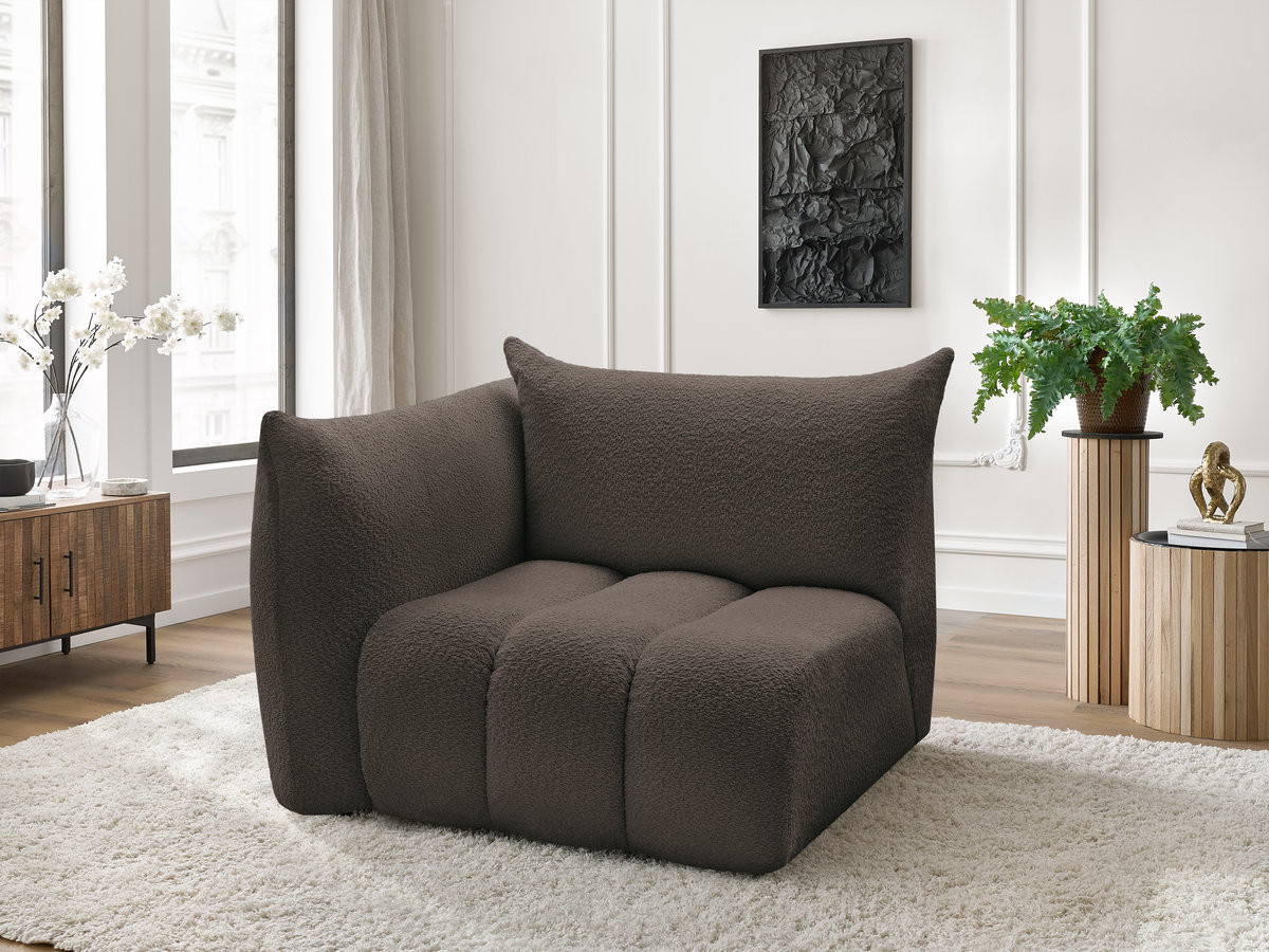 Bobochic Azra Sofamodul 1-Sitzer 117 × 112 cm Bouclé-Stoff Braun Ecke links