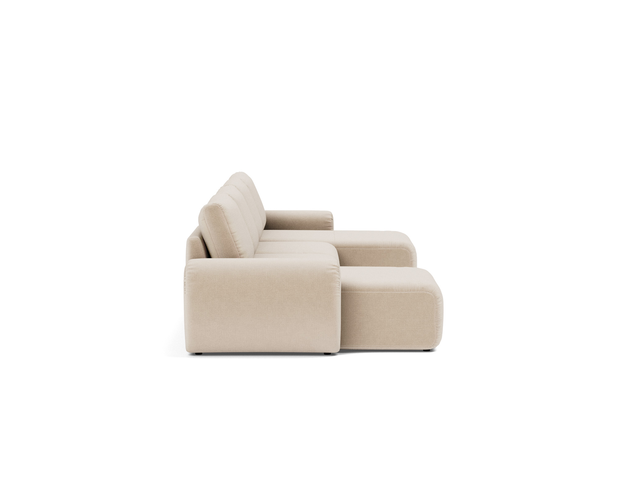 Schlafsofa Norum U-Form mit Curve-Armlehnen Chenille Esina 410-Almond-Beige