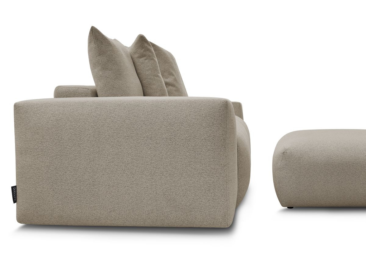 Bobochic Voltaire Schlafsofa 4-Sitzer mit Bettkasten und Pouf Melange-Stoff Taupe