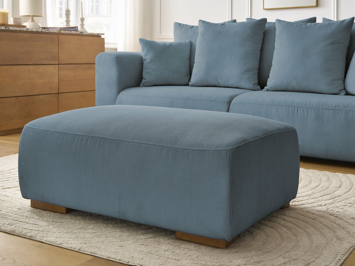 Bobochic Sidonie Sofa 4-Sitzer mit Pouf Cordsamt Dunkelblau
