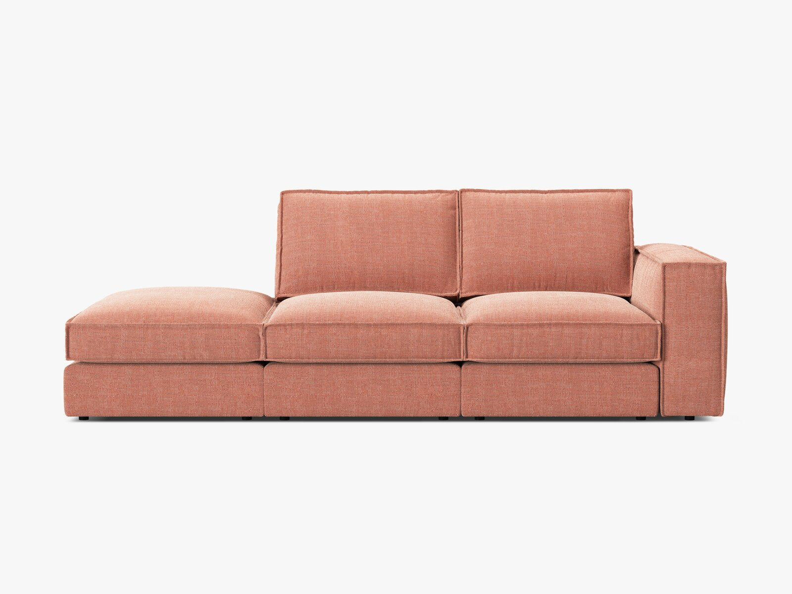 Micadoni modulares offenes Sofa Pola 3-Sitzer Links Strukturierter Stoff Babel Rot