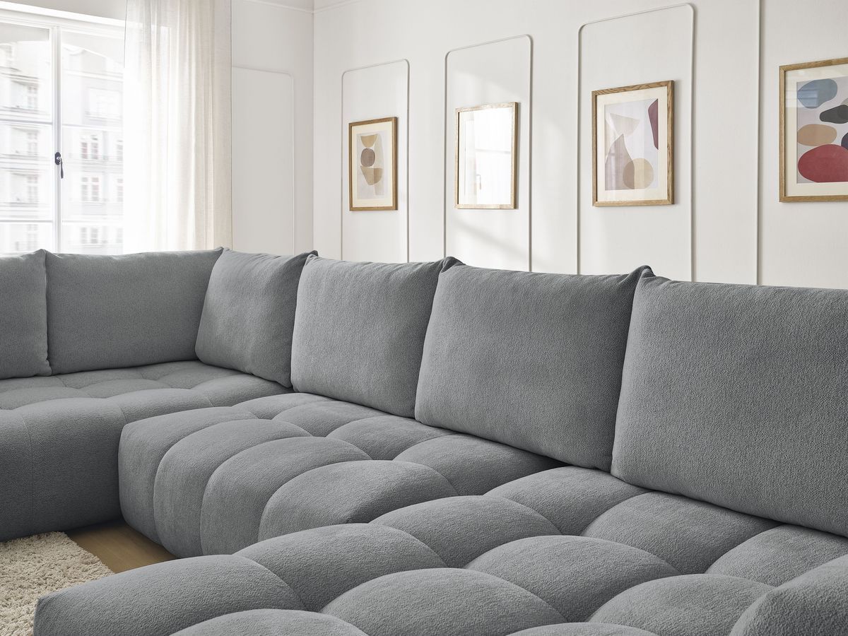 Bobochic Everest Wohnlandschaft, 6 Kissen Melange-Stoff Dunkelgrau Ecke rechts