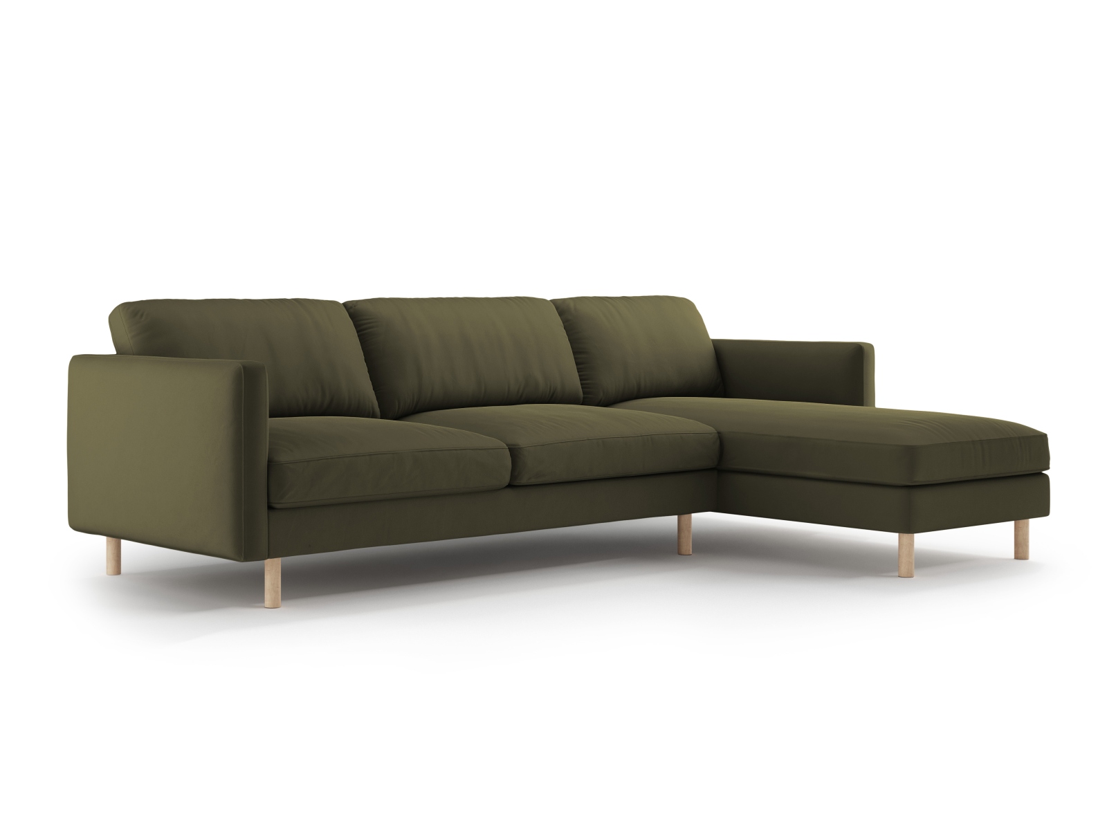 Micadoni Ecksofa Eden 4-Sitzer Rechts Samt Moßgrün Melange