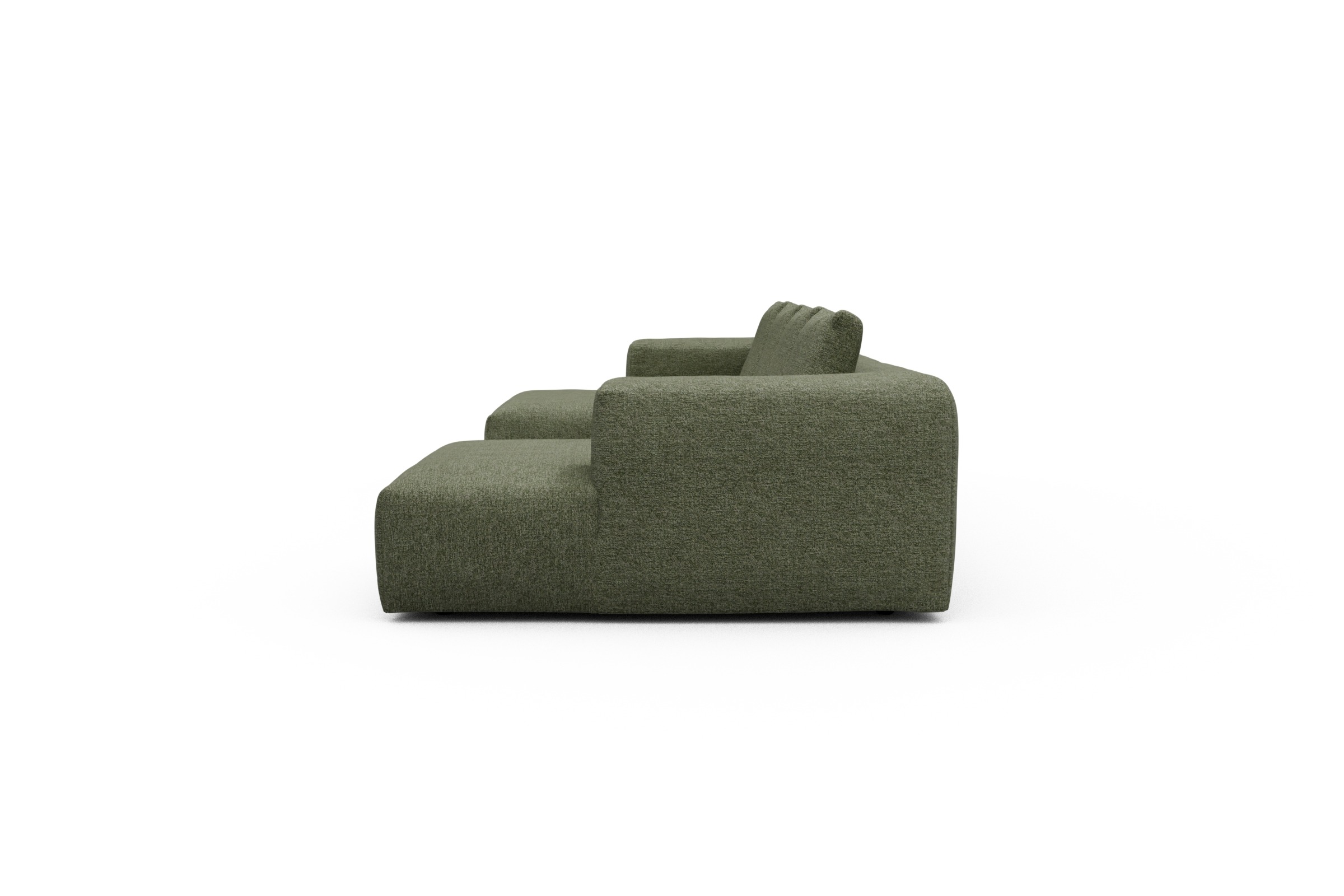 Wohnlandschaft Fred mit 2-Sitzer und Chaiselongue beidseitig Carreno-Vivid-Green