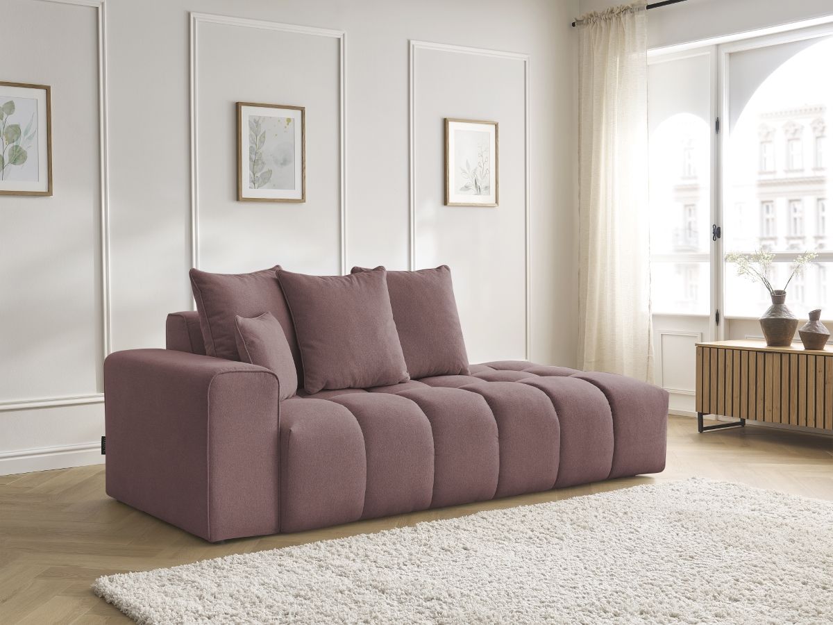 Bobochic Mont-blanc Sofa 4-Sitzer Melange-Stoff Rosa Armlehne links