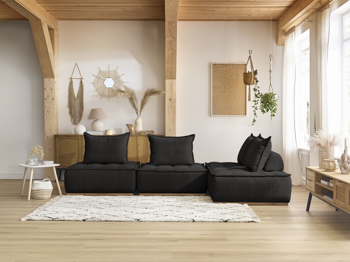 Bobochic Elisa Ecksofa Strukturstoff Schwarz