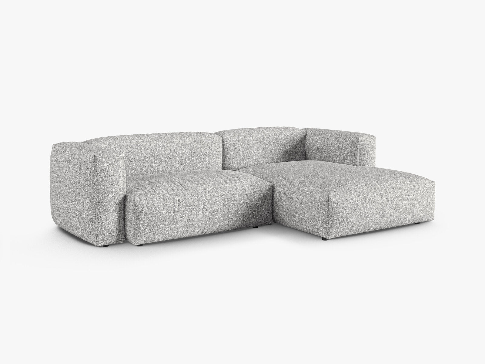 Micadoni Ecksofa Martina 2-Sitzer 90cm Sitztiefe Rechts Boucle Monet Silber