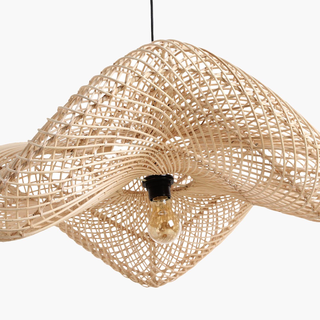 Raw Materials Wave Rattan-Hängeleuchte L Ø 71x26cm