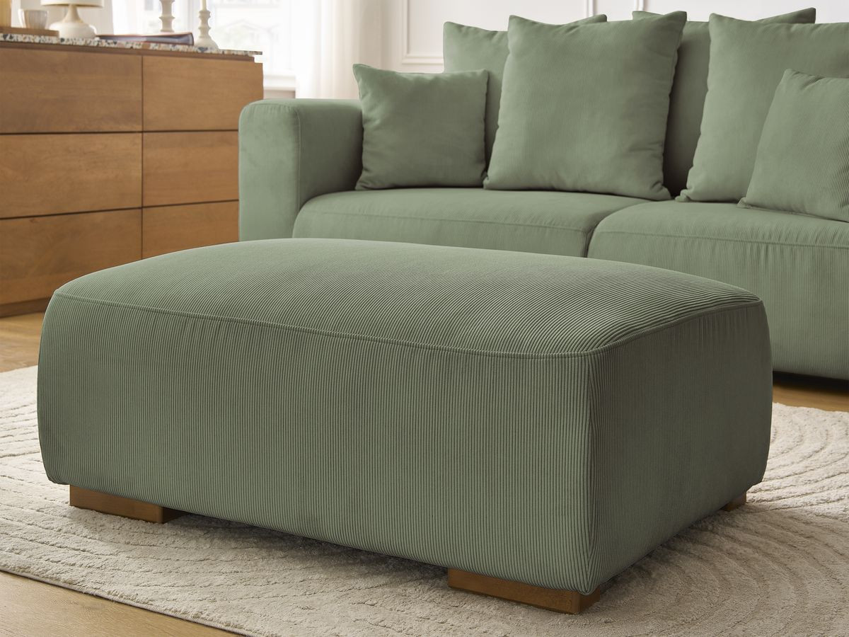 Bobochic Sidonie Sofa 3-Sitzer mit Pouf Cordsamt Grün