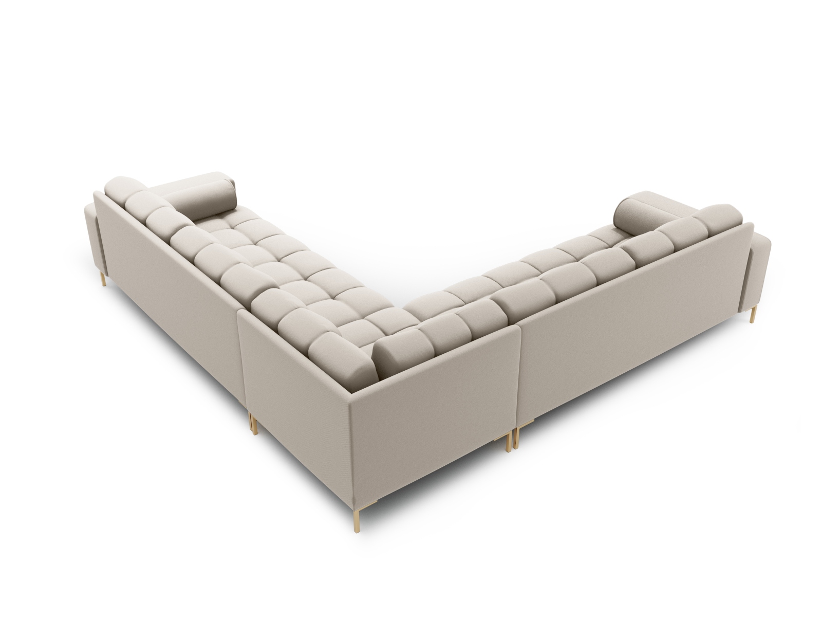 Cosmopolitan Design Symmetrisches Ecksofa Bali 6-Sitzer Strukturierter Stoff Neve Beige Beine Gold