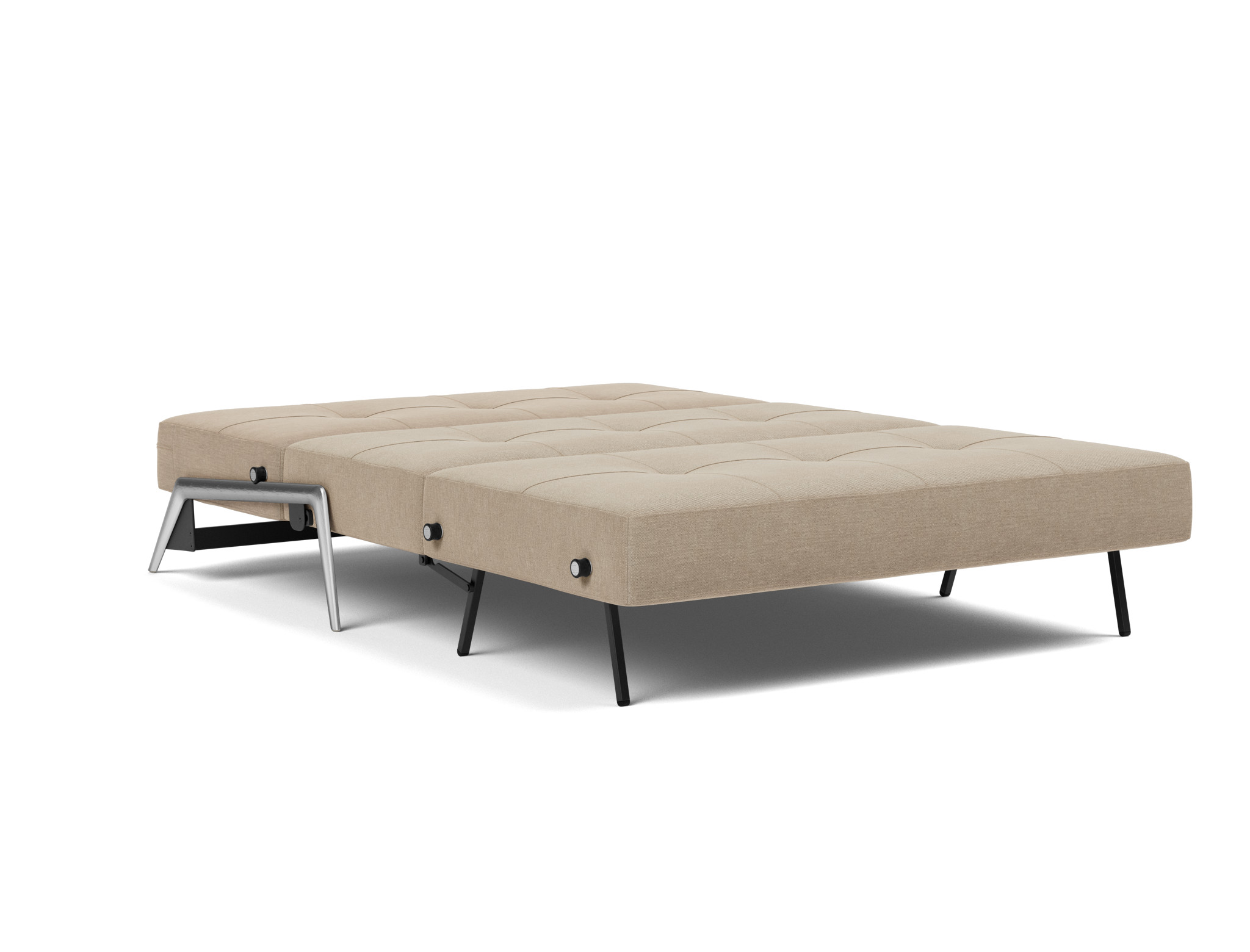 Schlafsofa Cubed 140 Flachgewebe Phobos 587-Mocha Beine Aluminium