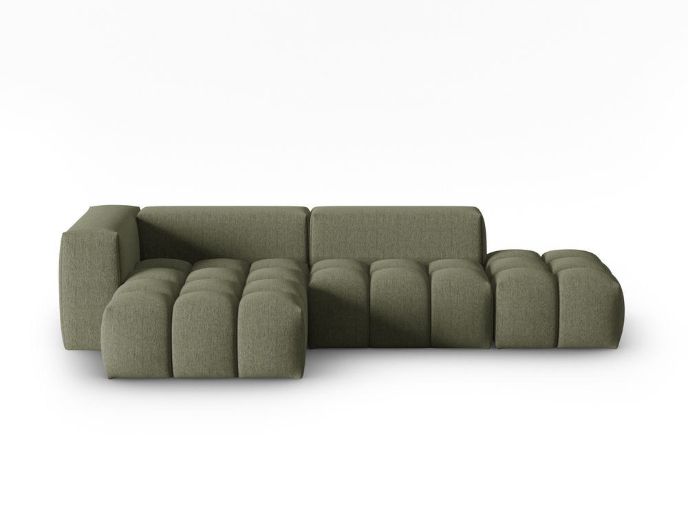 Cosmopolitan Design Ecksofa Verona 4-Sitzer offen Strukturierter Stoff Sorella Dunkles Olivgrün Links