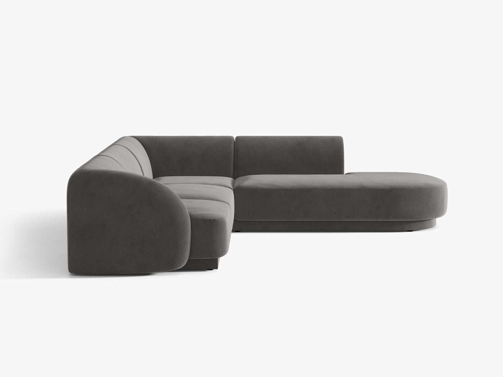 Micadoni Ecksofa Miley 6-Sitzer Samt Venus Grau Rechts