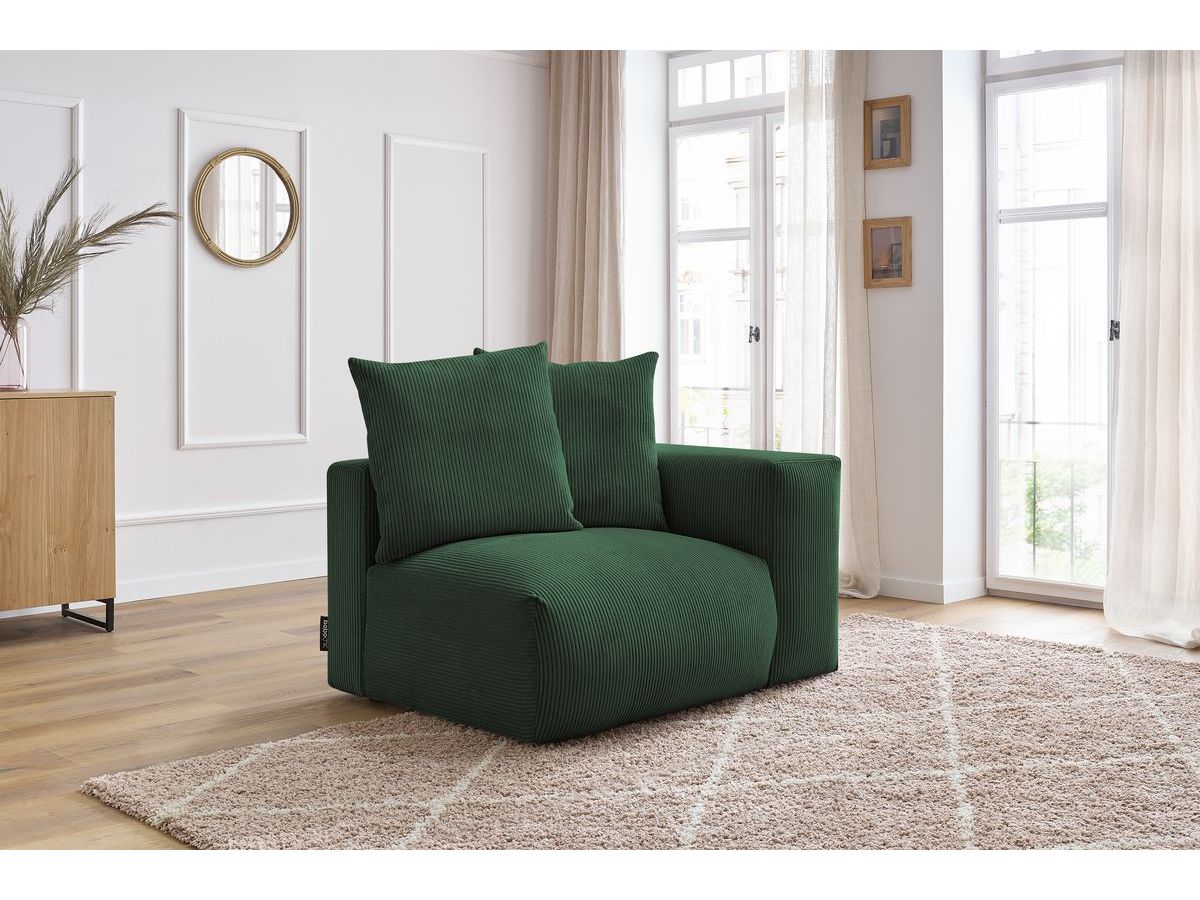 Bobochic Voltaire Sofamodul 1-Sitzer 130 × 100 cm Cordsamt Grün Ecke rechts