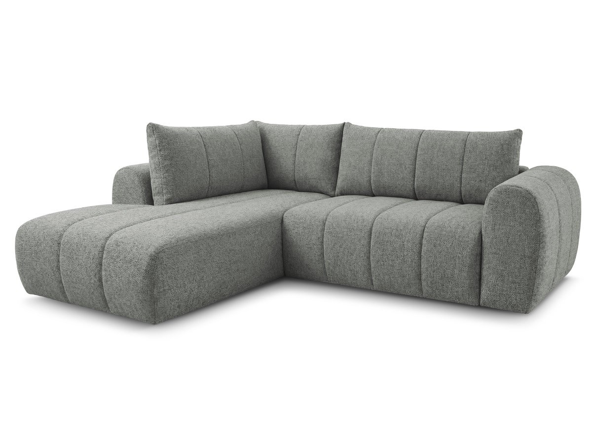 Bobochic Nesty Ecksofa in L-Form, 256 cm Melange-Stoff Dunkelgrau Ecke links