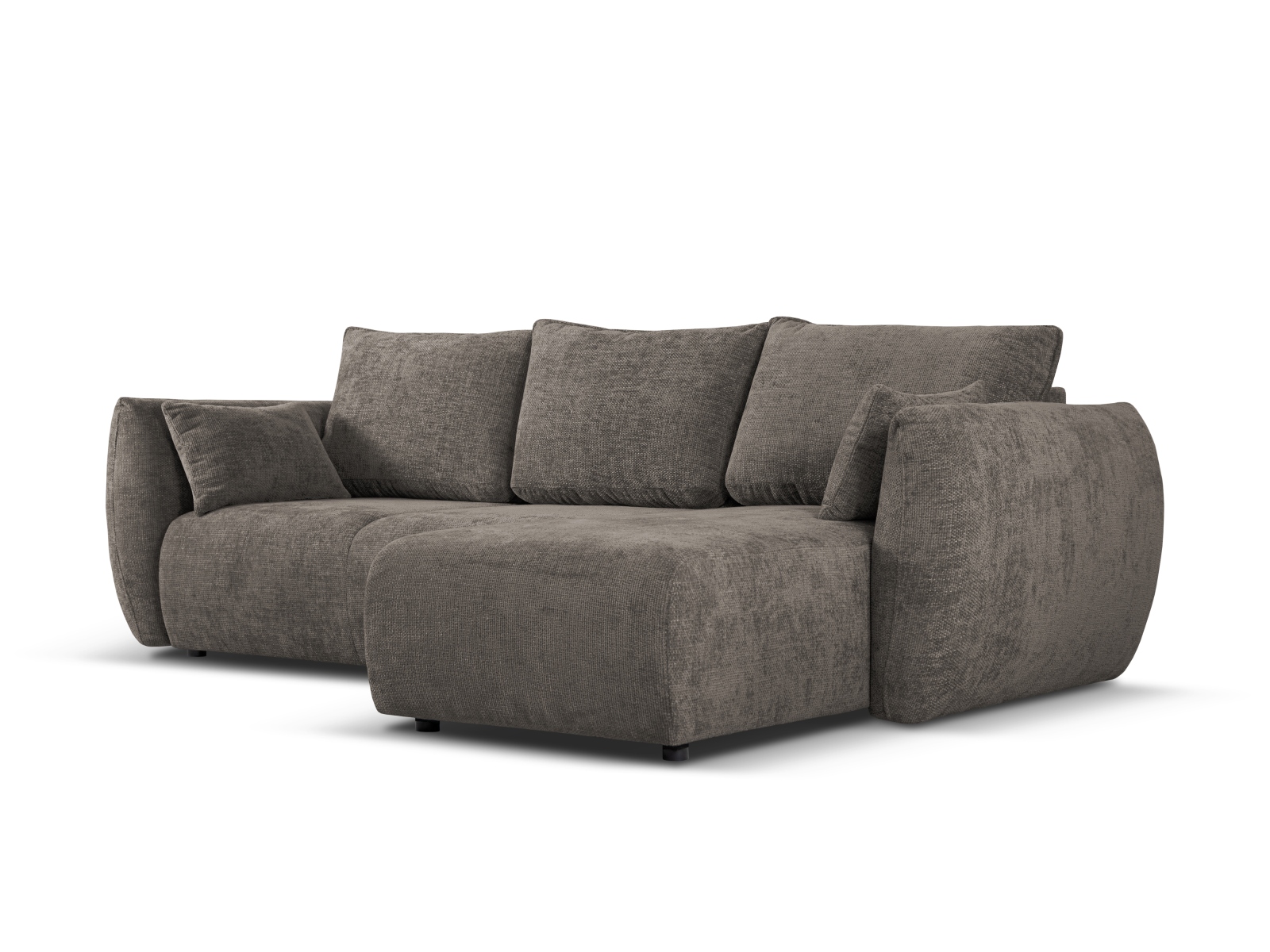 Cosmopolitan Design Ecksofa Matera 4-Sitzer mit Schlaffunktion Chenille Eden Hellgrau Rechts