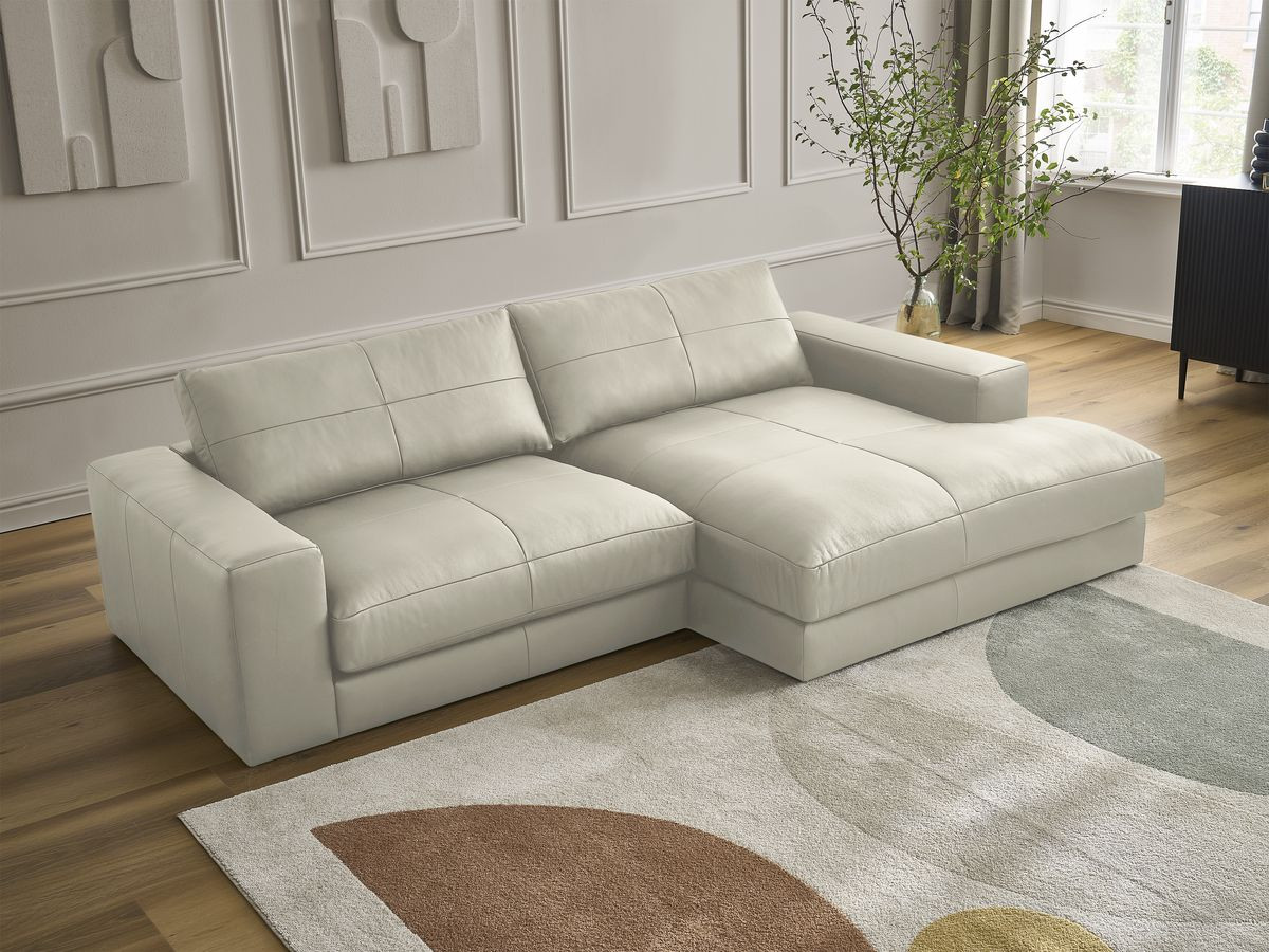 Bobochic Leonard Ecksofa 274 × 159 cm Leder Beige Ecke rechts
