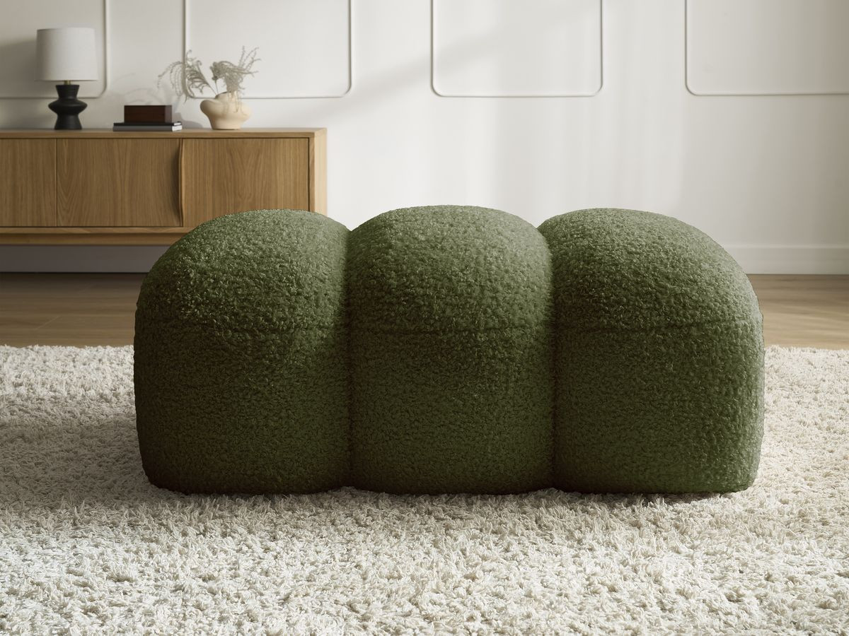 Bobochic Hippolyte Pouf Bouclé-Stoff Grün