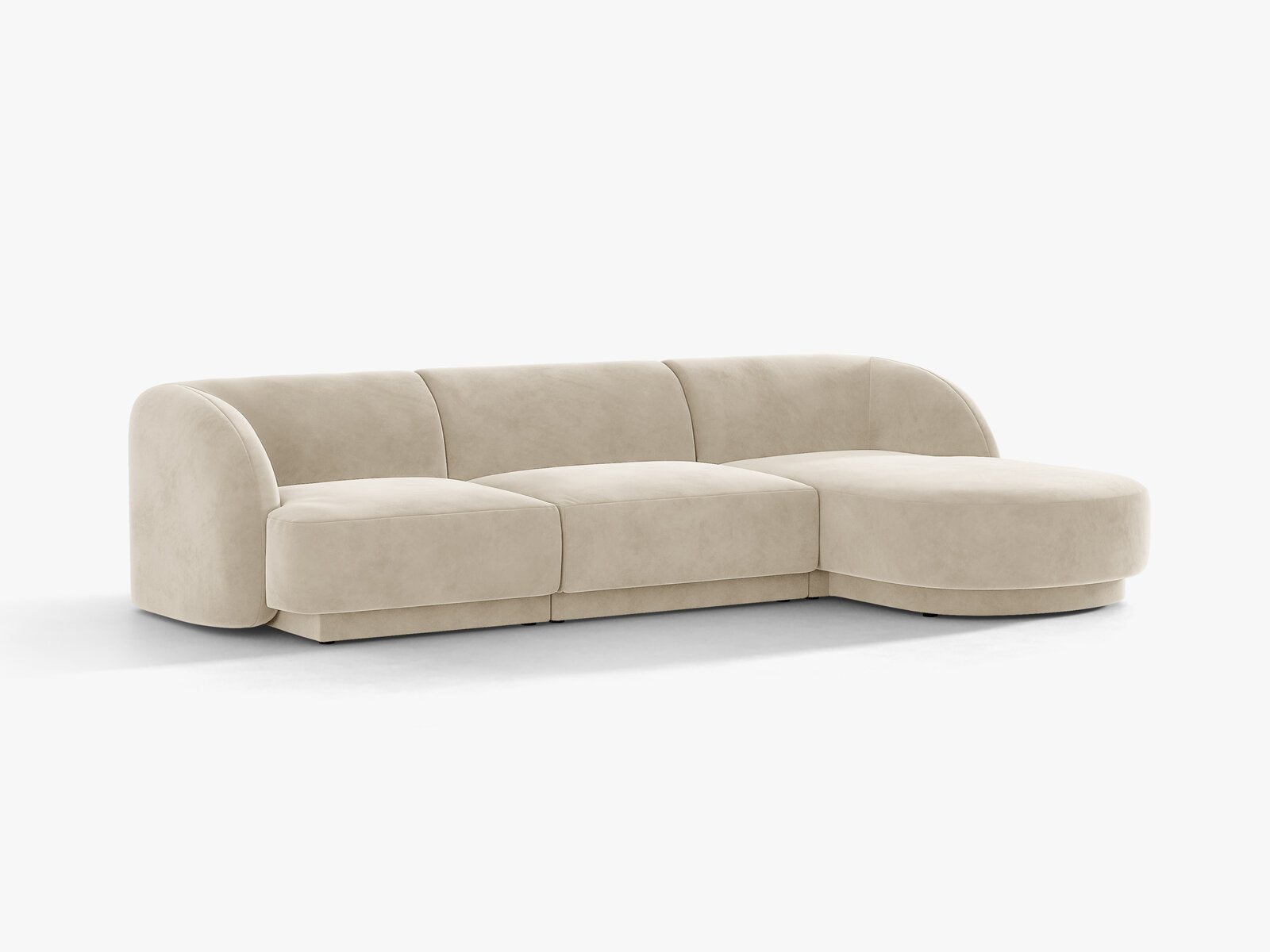 Micadoni Ecksofa Miley 4-Sitzer Samt Bluvel Dunkelbeige Rechts