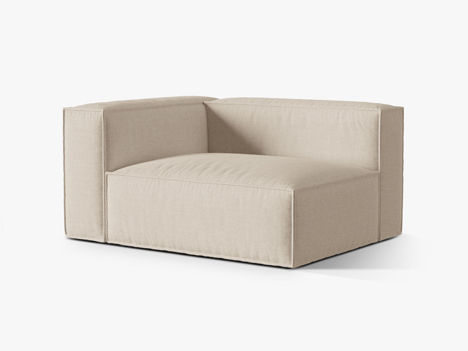 Micadoni Eckmodul Nuria 2-Sitzer Links Strukturierter Stoff Beige