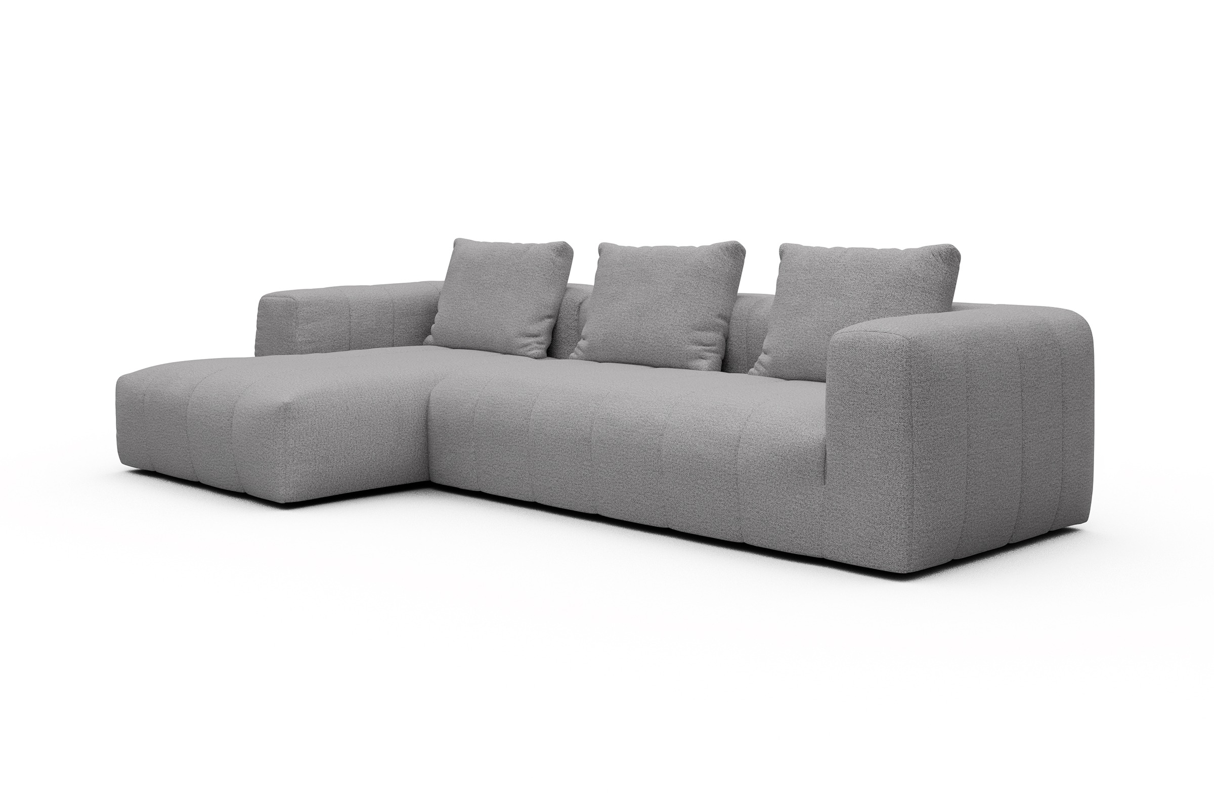 Ecksofa Hugo 2,5-Sitzer Armlehne rechts mit Chaiselongue Sama-Grey