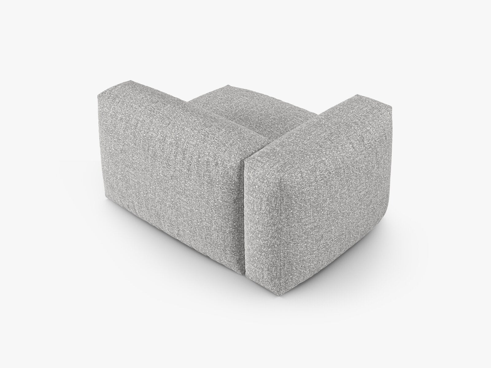 Micadoni Eckmodul mit Armlehne Martina 1-Sitzer 90cm Sitztiefe Links Boucle Monet Silber