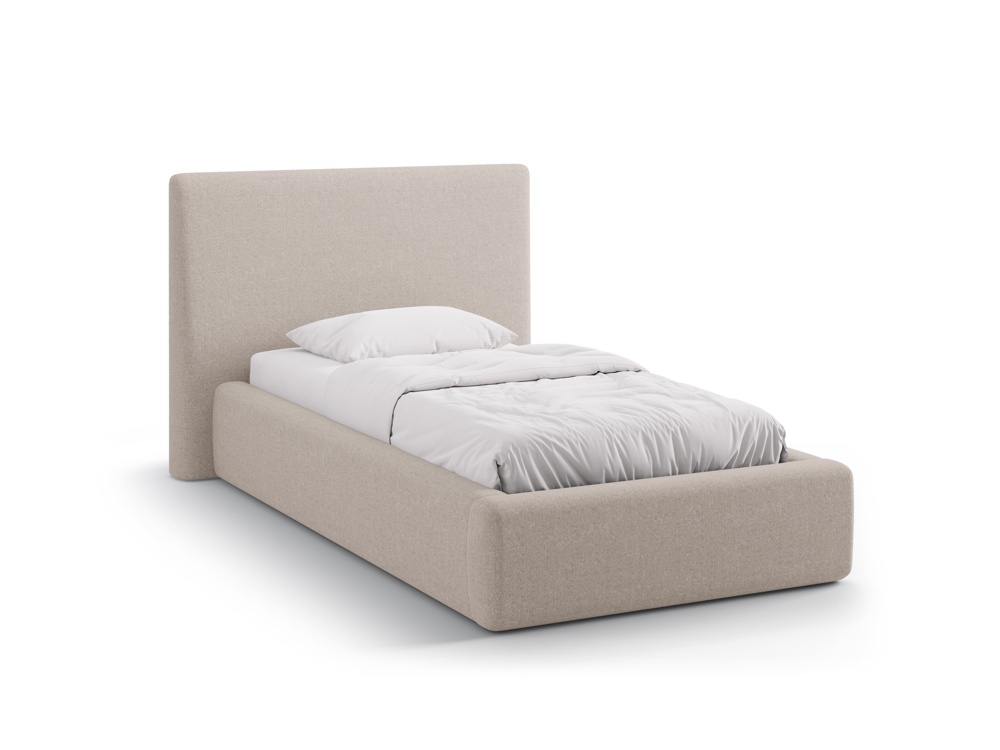 Cosmopolitan Design Stauraumbett mit Kopfteil Asti Strukturierter Stoff Moly Cappuccino