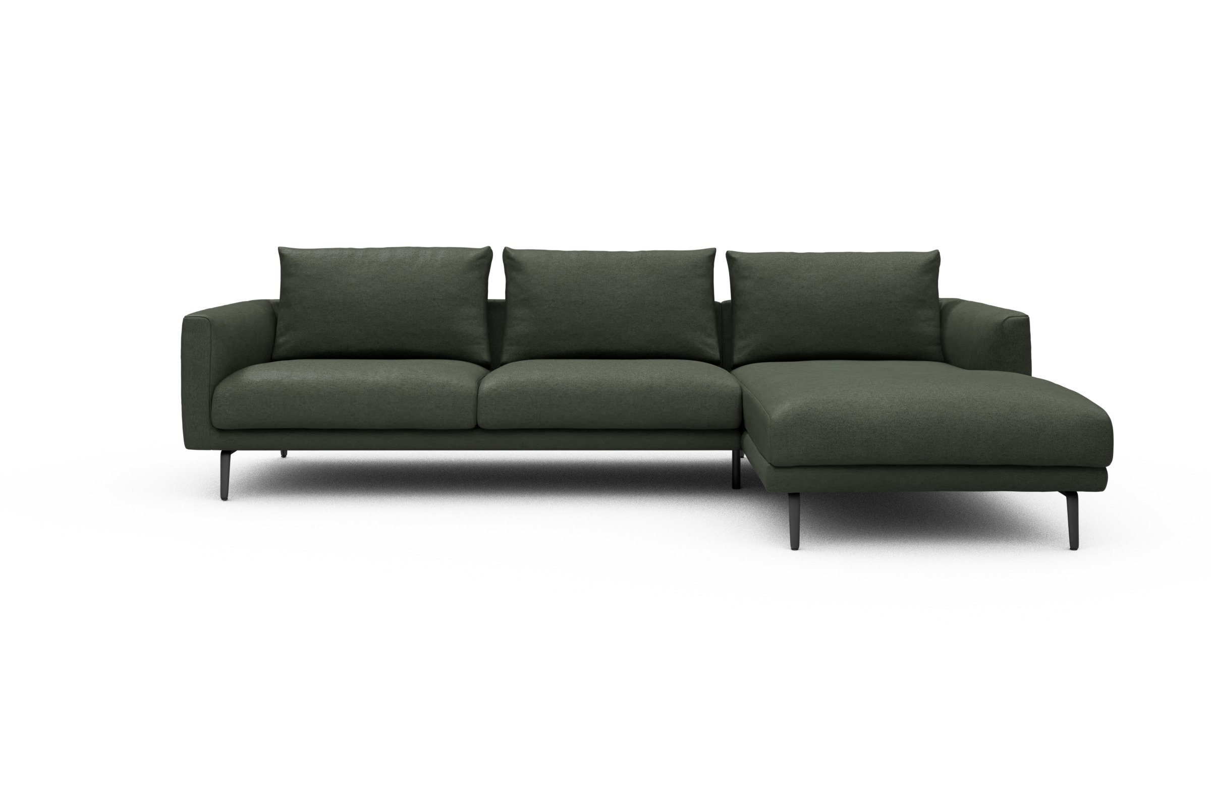Skandi Home Ecksofa Karl Chaiselongue rechts mit 2,5-Sitzer Denari-Forest-Green moebelfaktor