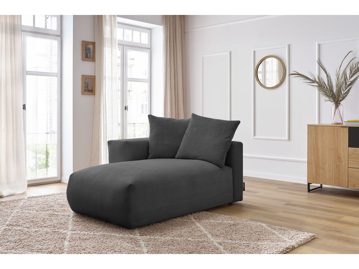 Bobochic Voltaire Méridienne-Modul Cordsamt Dunkelgrau Ecke links