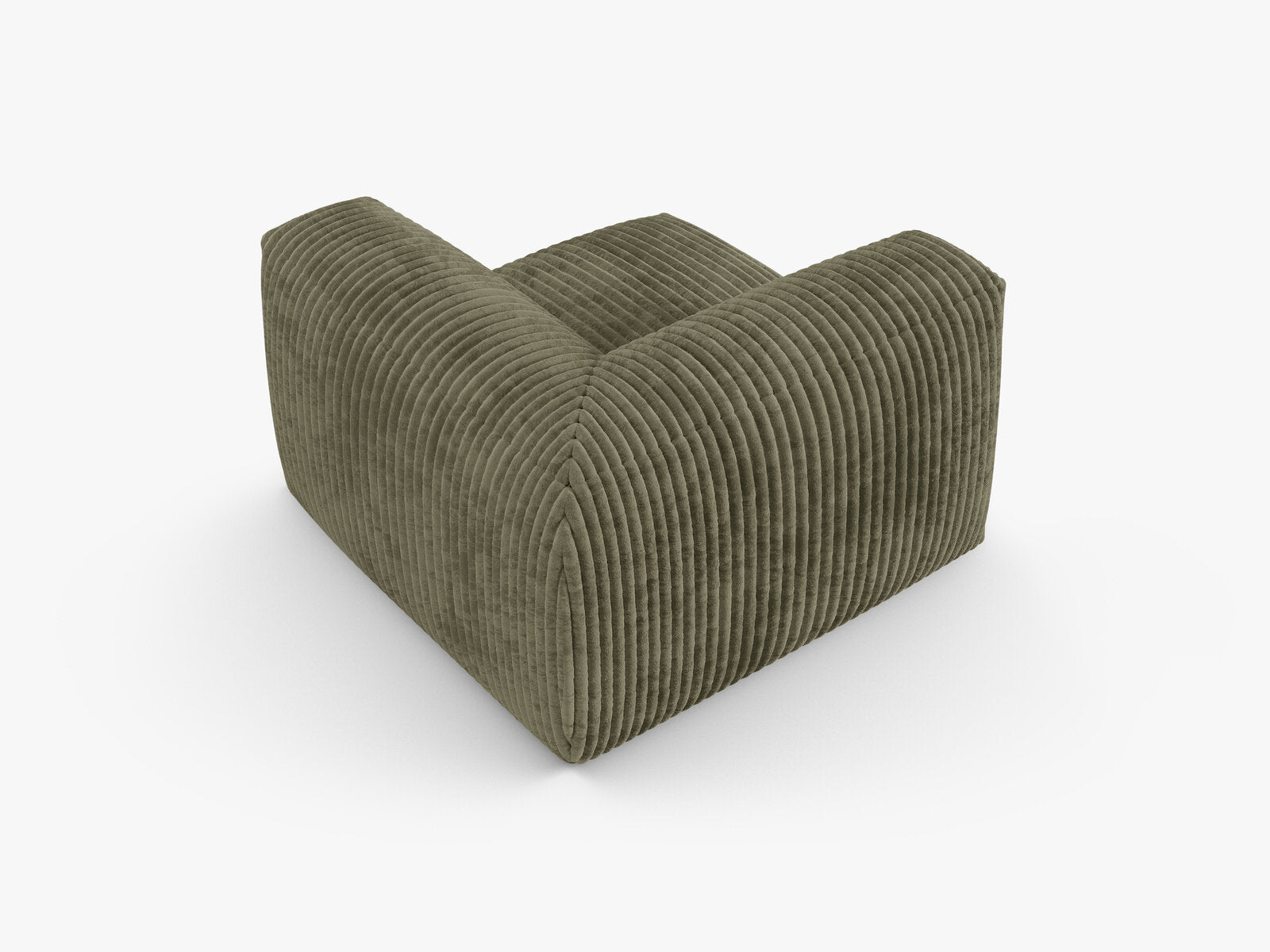 Micadoni symmetrisches Eckmodul Martina 1-Sitzer 90cm Sitztiefe Kord Tilia Moßgrün