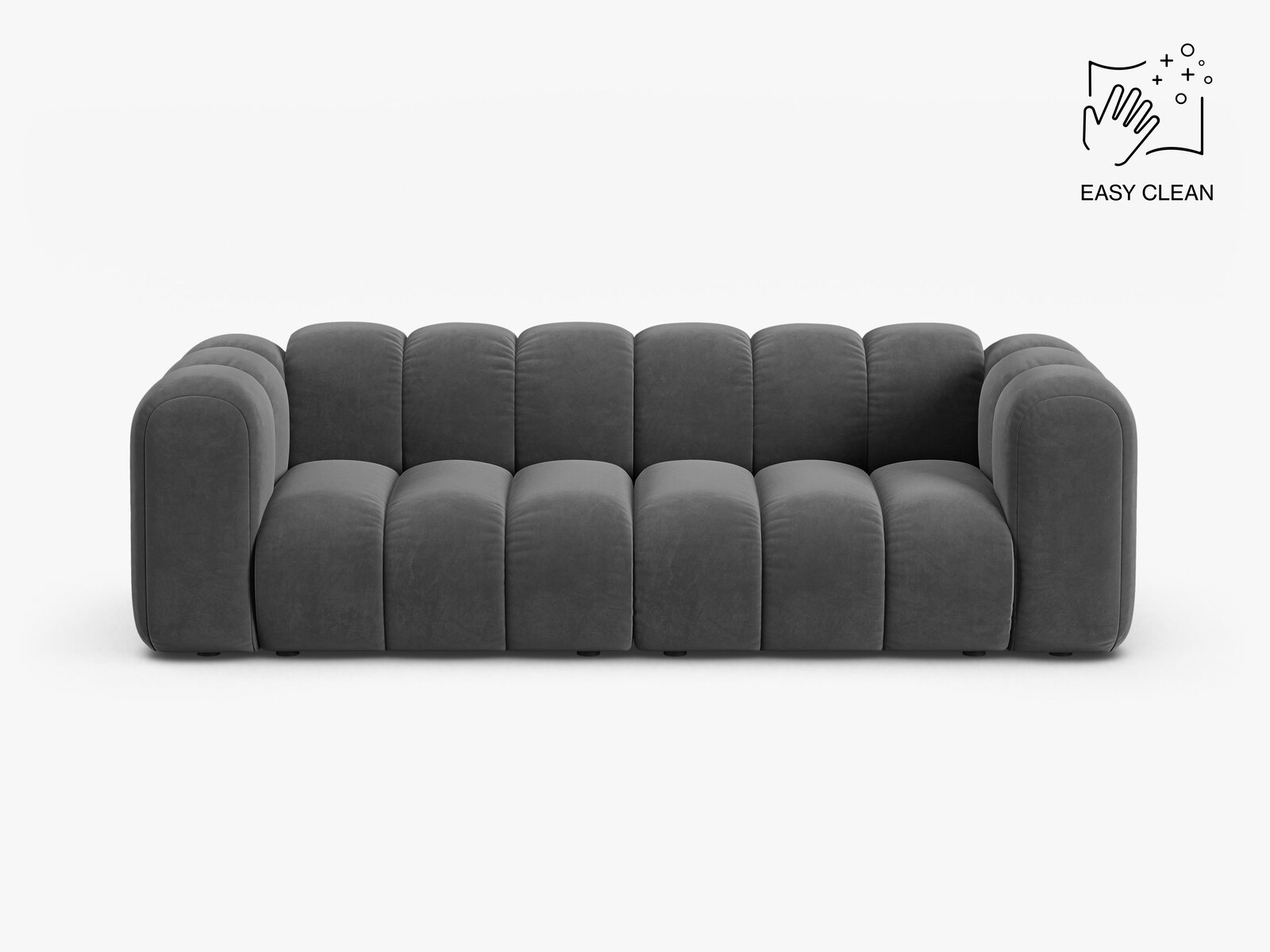 Micadoni Sofa Lupine 3-Sitzer Samt Venus Grau