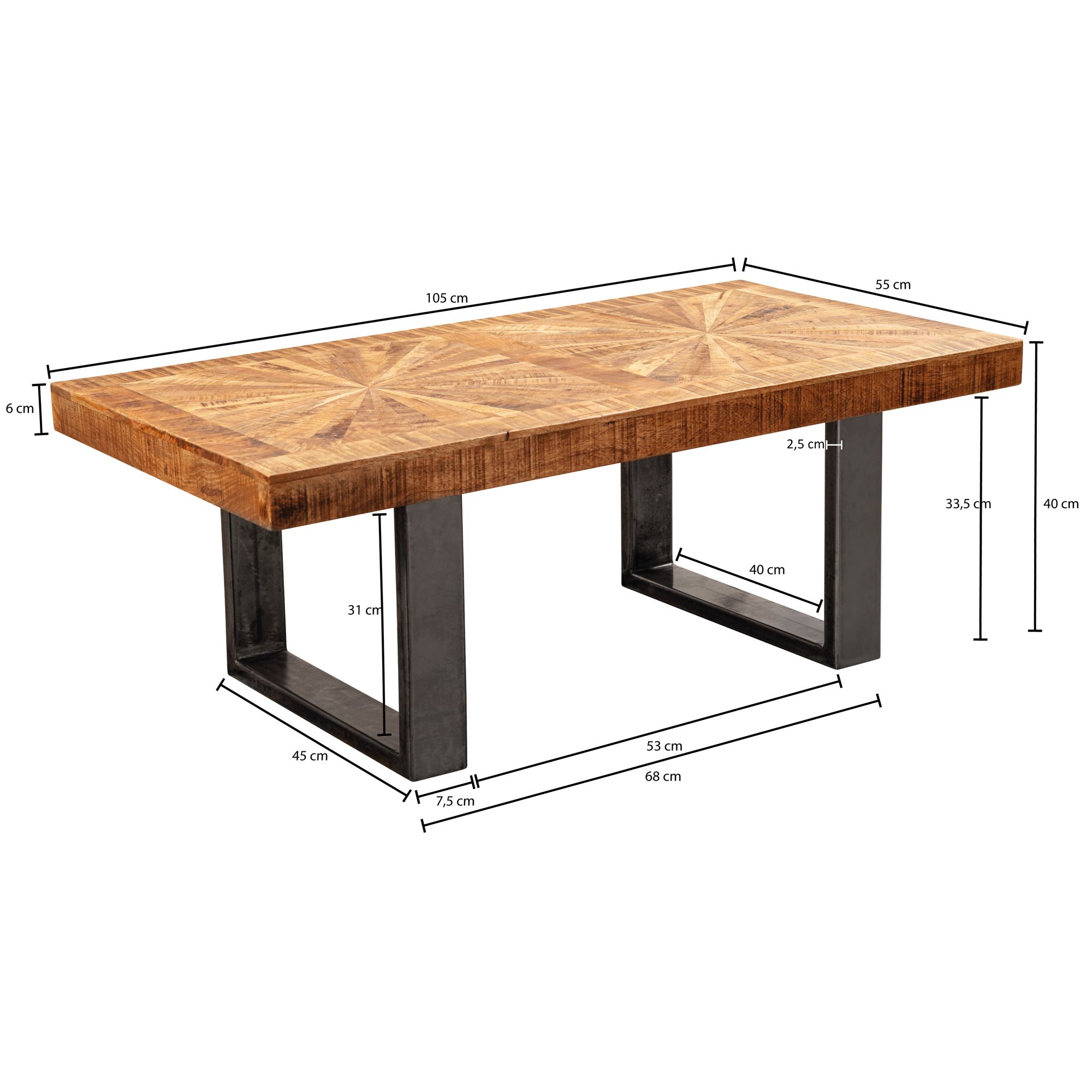 Couchtisch Vestby Massivholz Braun 105 × 55 × 40 cm