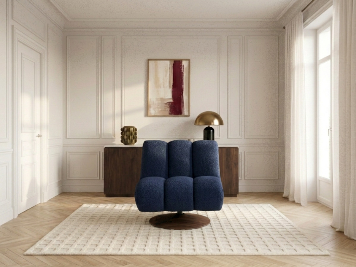 Bobochic Janissaire Sessel 79 × 89 cm Bouclé-Stoff Dunkelblau