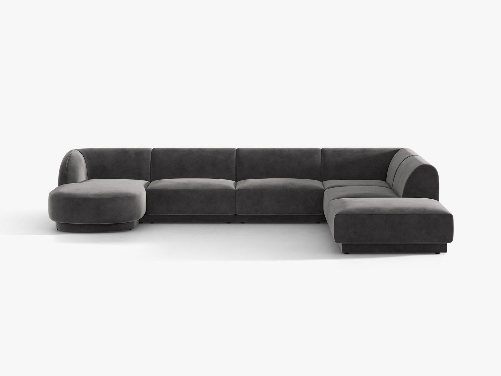 Micadoni Panorama-Ecksofa Miley 6-Sitzer Rechts Samt Bluvel Grau