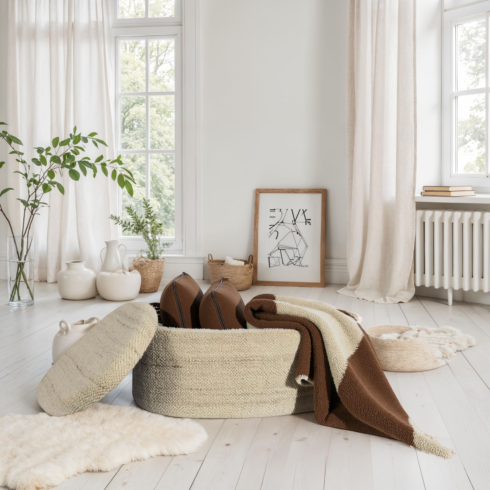 Sitzhocker Oteren Stoff Braun 81 × 62 × 40 cm