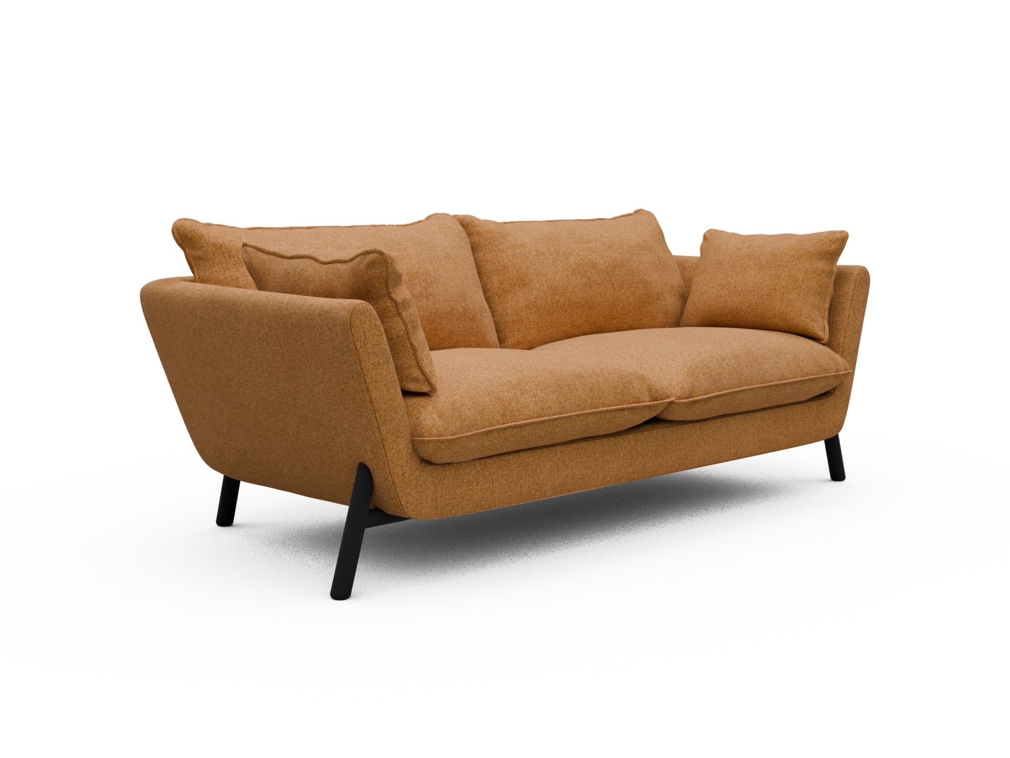 Skandi Home Sofa Emil Soft 2-Sitzer Beinfarbe Eiche Schwarz Casone-Warm-Yellow moebelfaktor