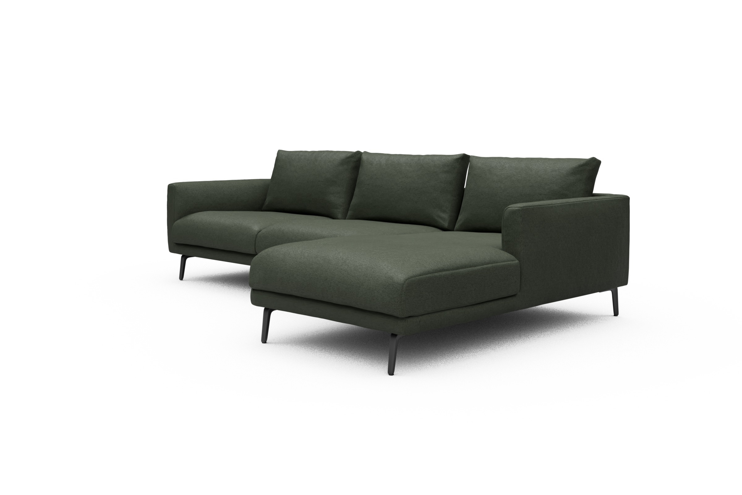 Ecksofa Karl Chaiselongue rechts mit 2,5-Sitzer Denari-Forest-Green