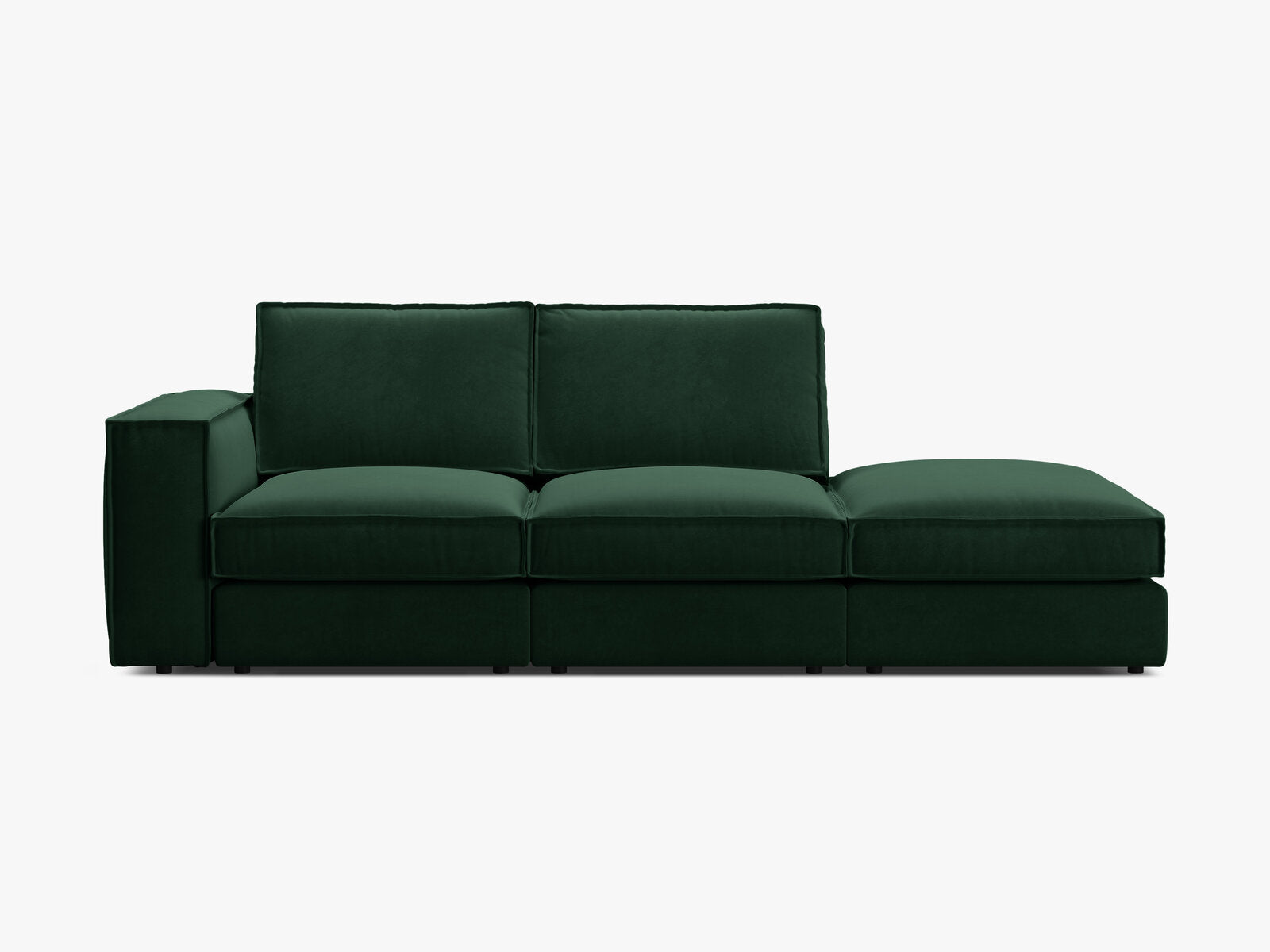 Micadoni modulares offenes Sofa Pola 3-Sitzer Rechts Samt Salvador Flaschengrün