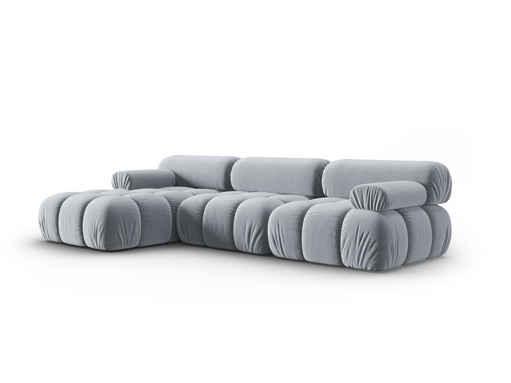 Cosmopolitan Design Modulares Ecksofa Cortina 4-Sitzer Samt Bluvel Hellblau Links