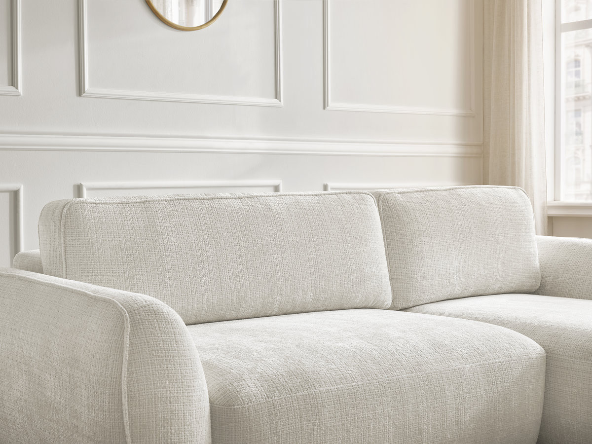 Bobochic Denise Ecksofa mit Schlaffunktion und Bettkasten 258 × 160 cm Strukturstoff Weiß Ecke links