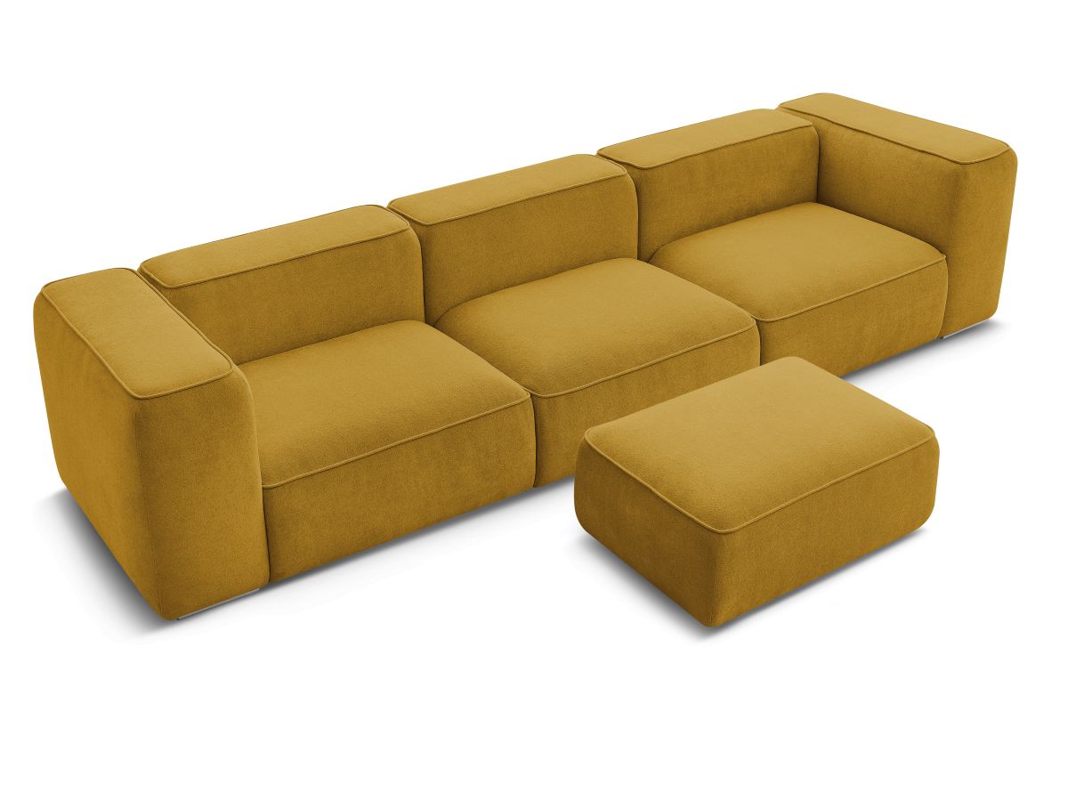 Bobochic Zephyr Sofa 4-Sitzer mit Pouf Strukturstoff Gelb