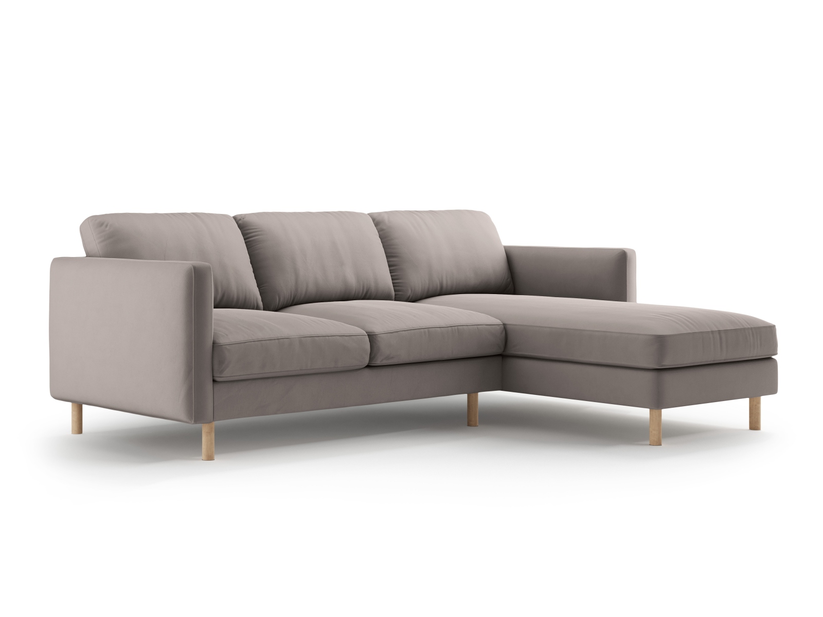 Micadoni Ecksofa Eden Groß 3-Sitzer Rechts Samt Warmes Grau