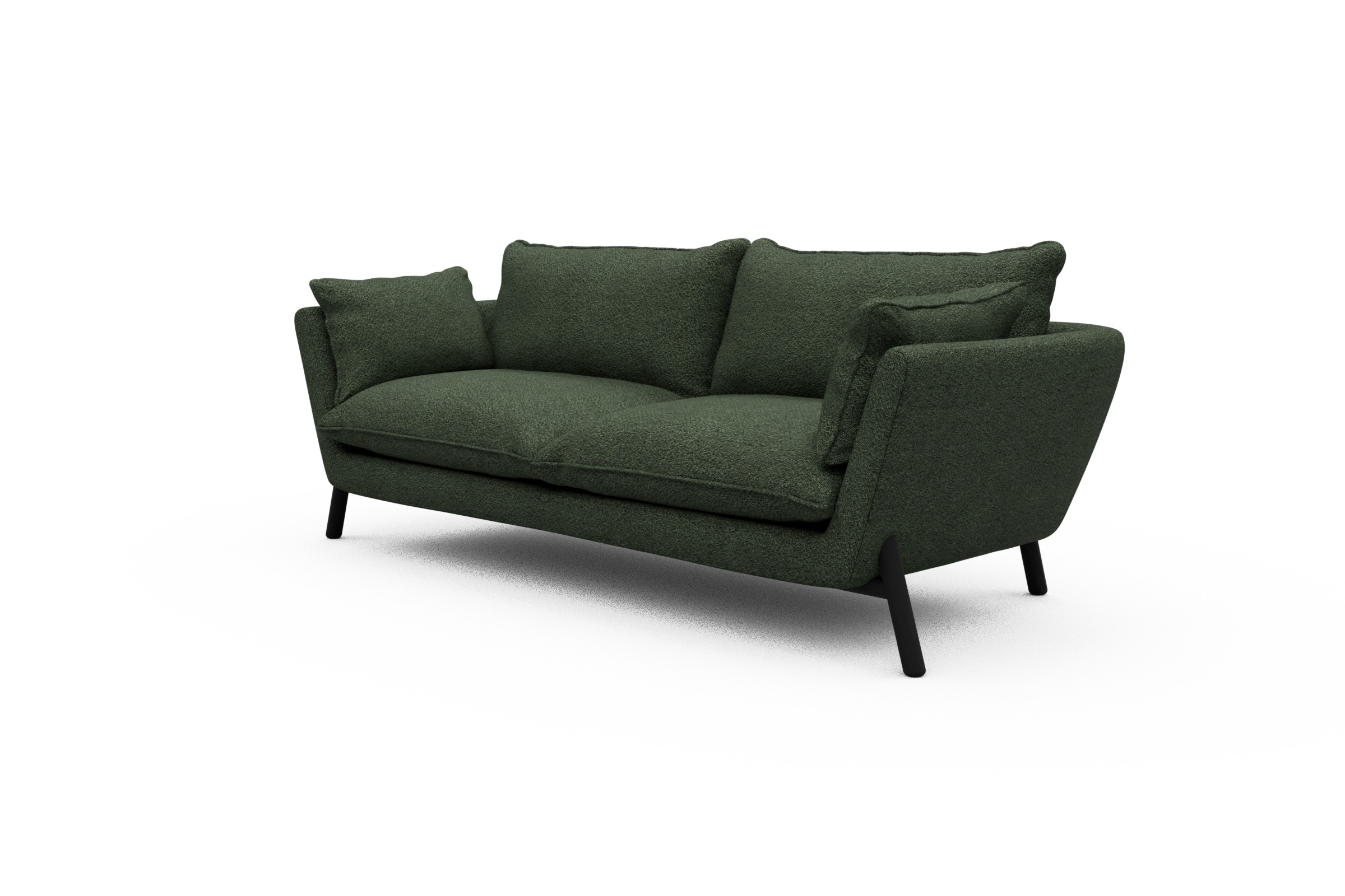 Sofa Emil PREMIUM 3-Sitzer Beinfarbe Eiche Schwarz Vanora-Deep-Green