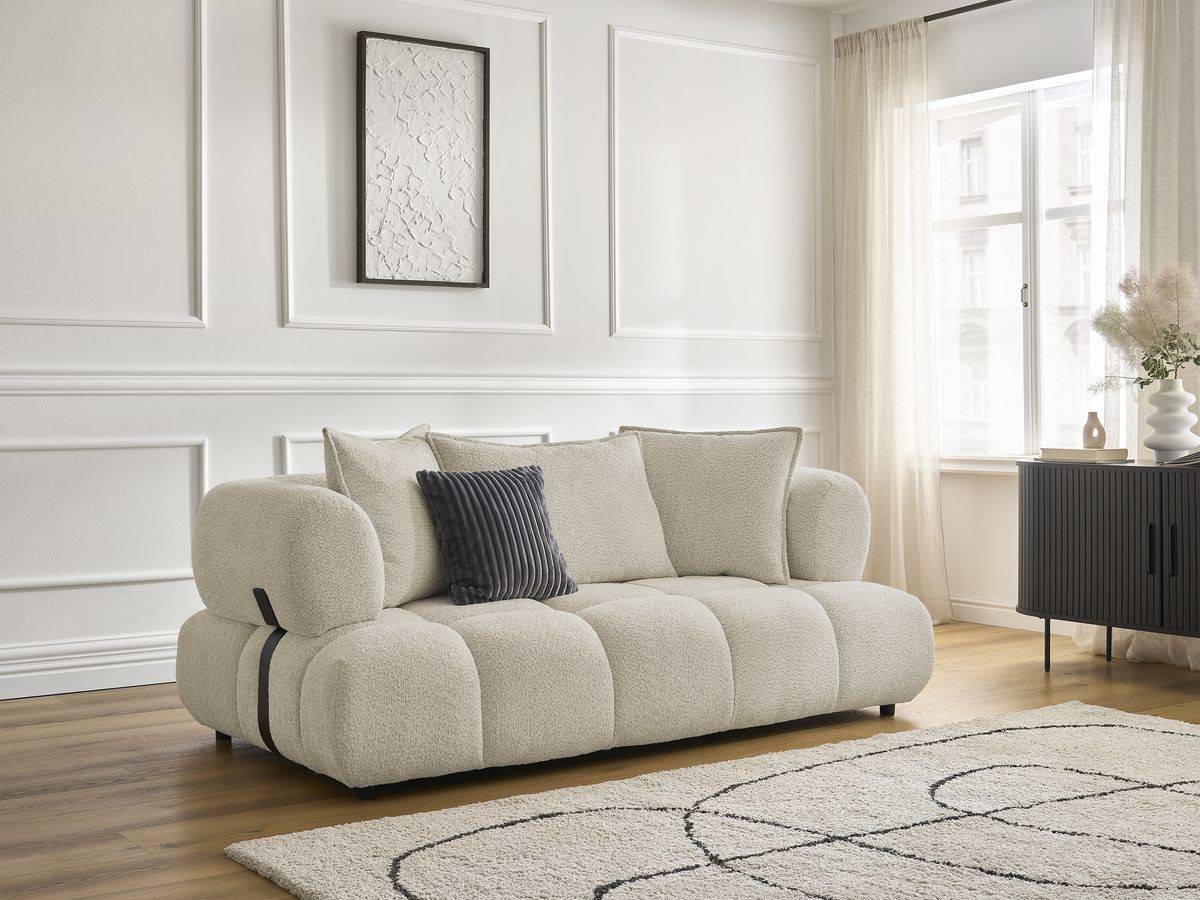 Bobochic Alya Sofa 2-Sitzer Bouclé-Stoff Beige