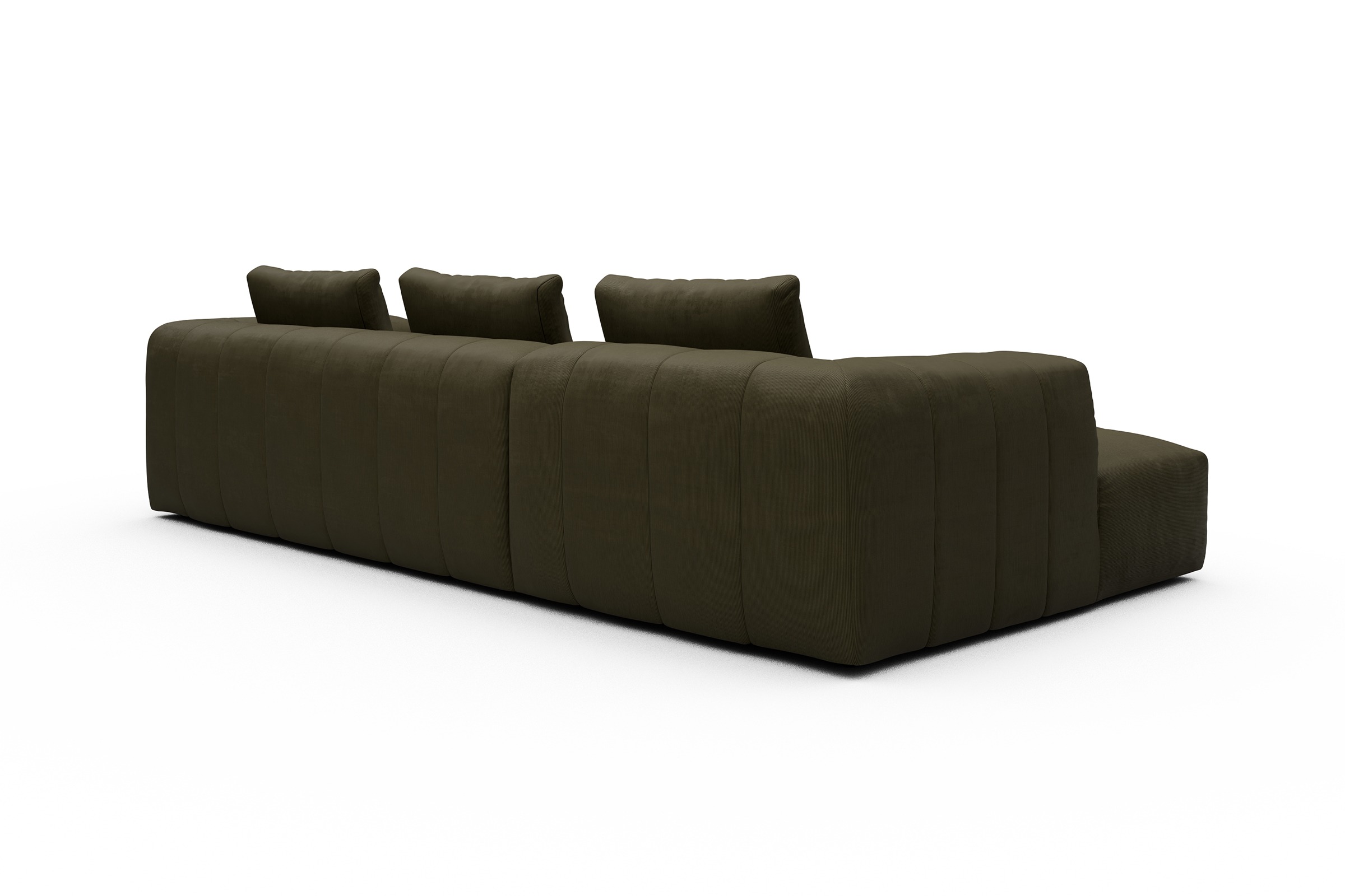 Ecksofa Hugo 2,5-Sitzer Armlehne rechts mit Chaiselongue Cordufine-Pine-Green