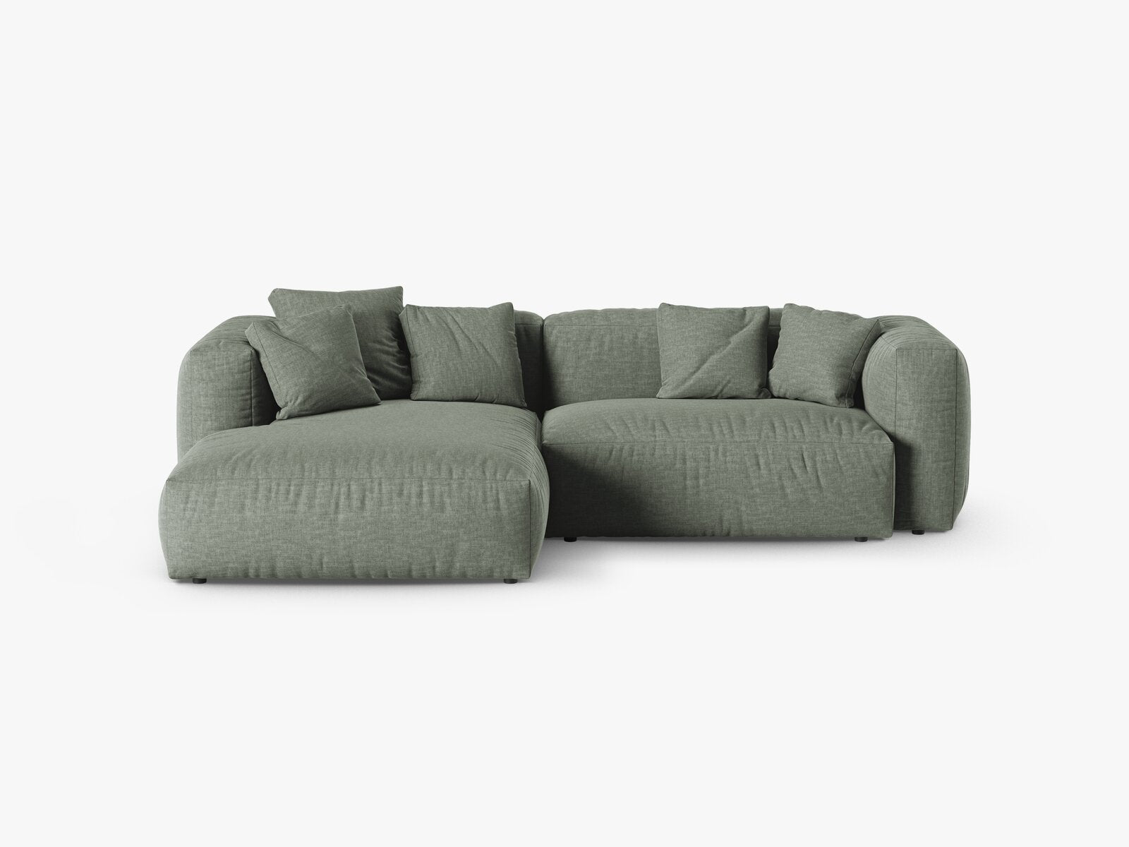 Micadoni Ecksofa Martina 2-Sitzer 90cm Sitztiefe Links Strukturierter Stoff Boston Moßgrün