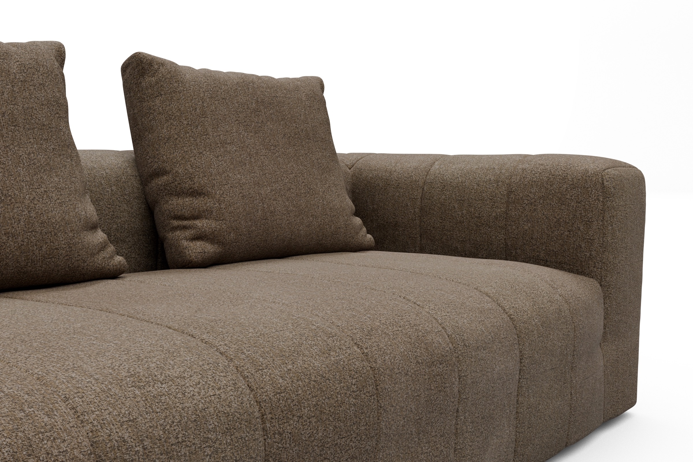 Ecksofa Hugo 2,5-Sitzer Armlehne rechts mit Chaiselongue Aivi-Khaki-Brown