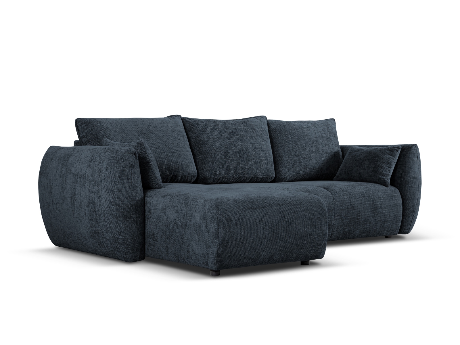 Cosmopolitan Design Ecksofa Matera 4-Sitzer mit Schlaffunktion Chenille Eden Marineblau Links