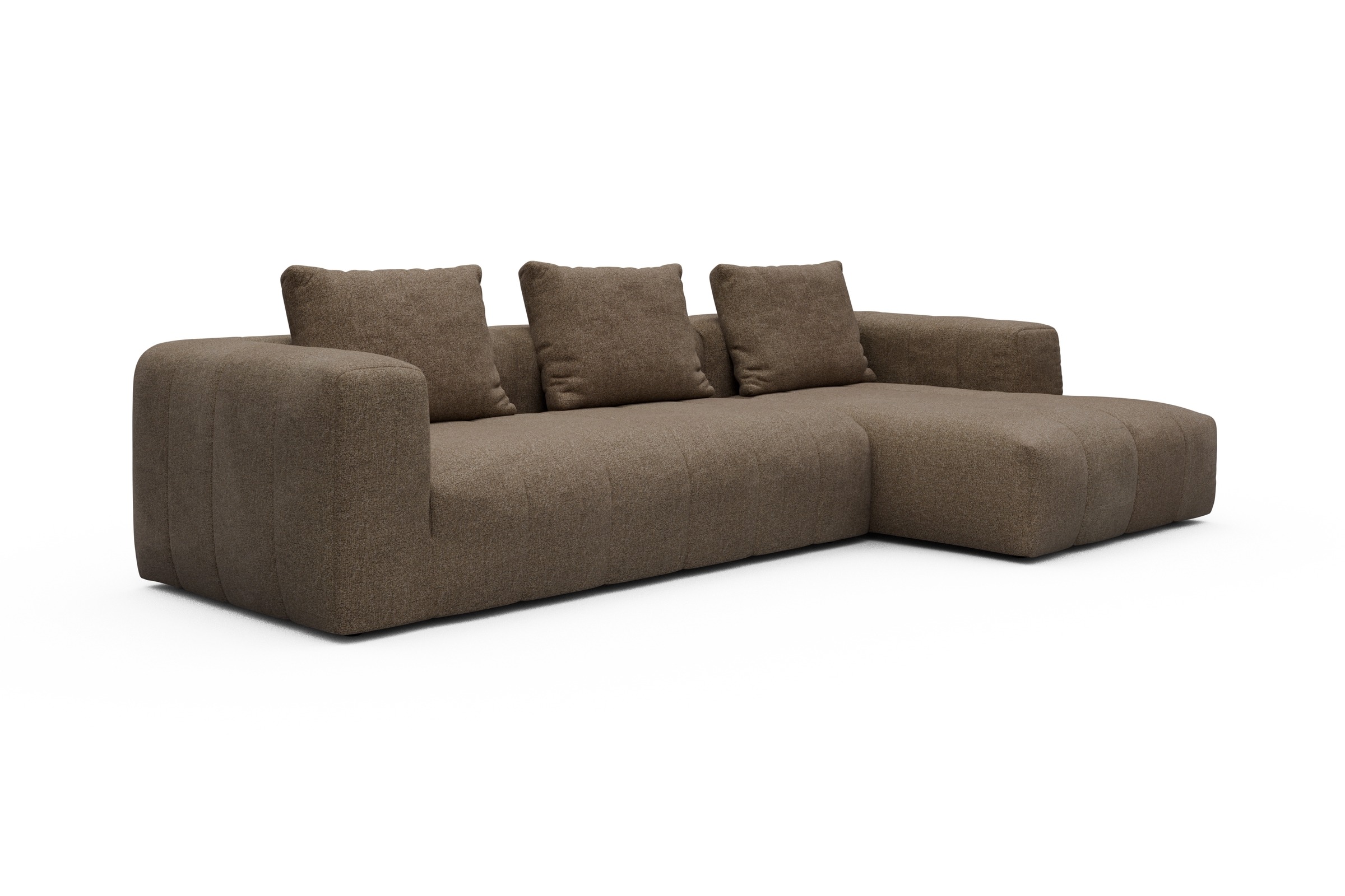 Ecksofa Hugo 2,5-Sitzer Armlehne links mit Chaiselongue Aivi-Khaki-Brown