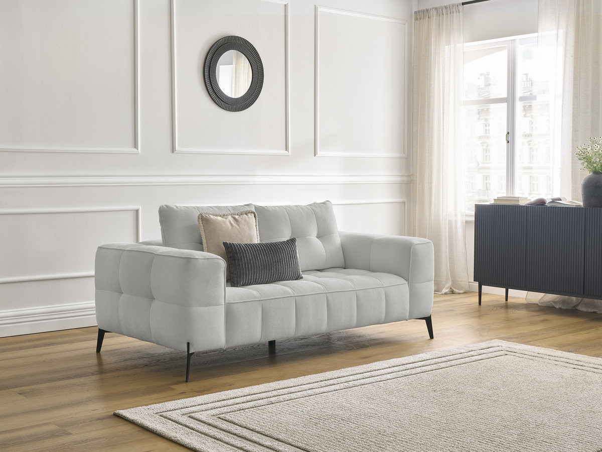 Bobochic Anis Sofa 2-Sitzer Strukturstoff Hellgrau